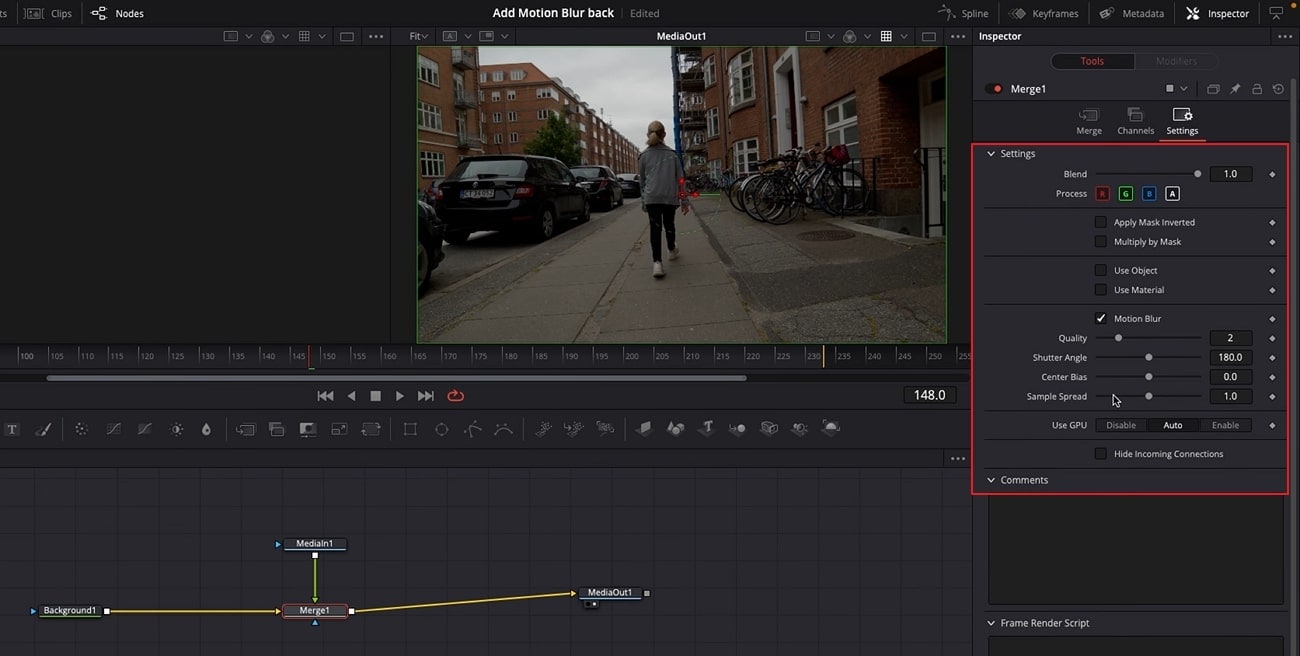 edit the settings for motion blur