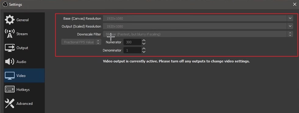 customize the video settings