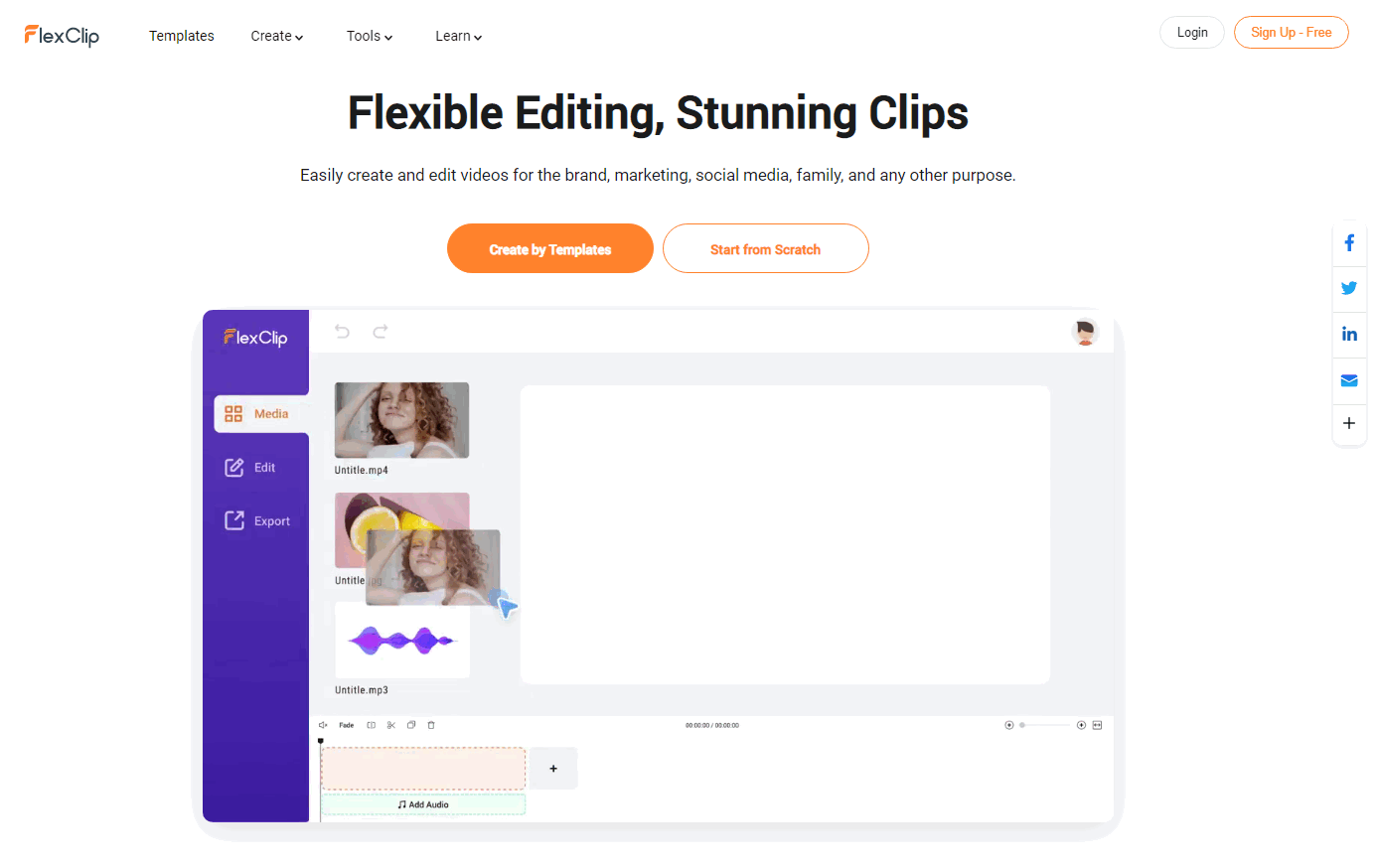 flexclip video editor: Videos Zusammenfügen online