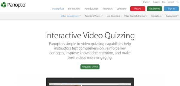 panopto لإنشاء فيديوهات اختبارات