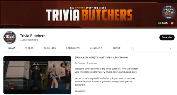 Trivia Butchers para vídeos de quiz