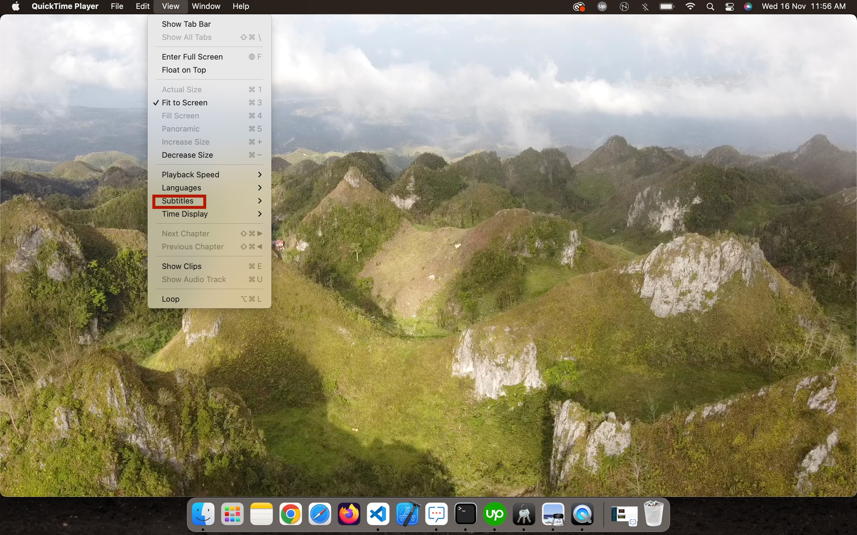 find and access subtitles option in quicktime