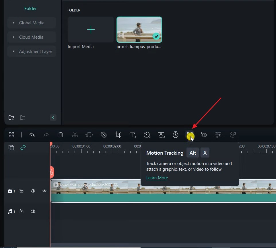 select the motion tracking feature