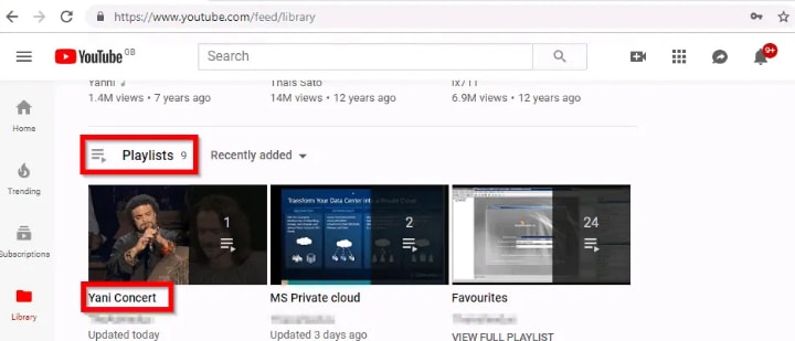 accessing youtube playlists on web