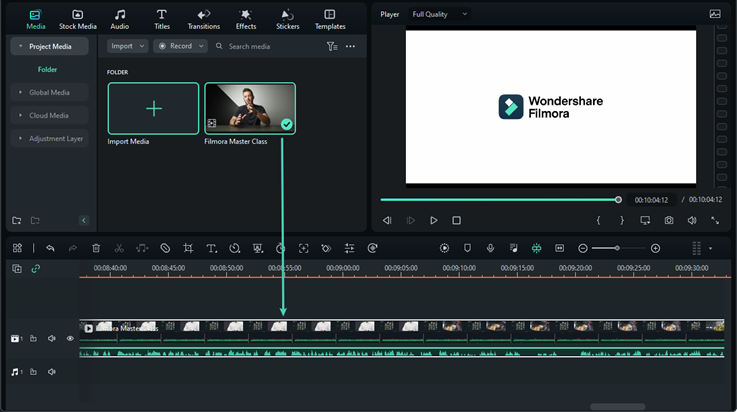 adding video timeline panel filmora