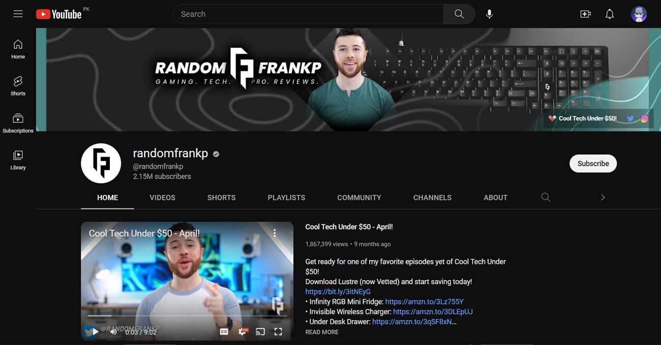 randomfrankp youtube unboxing channel