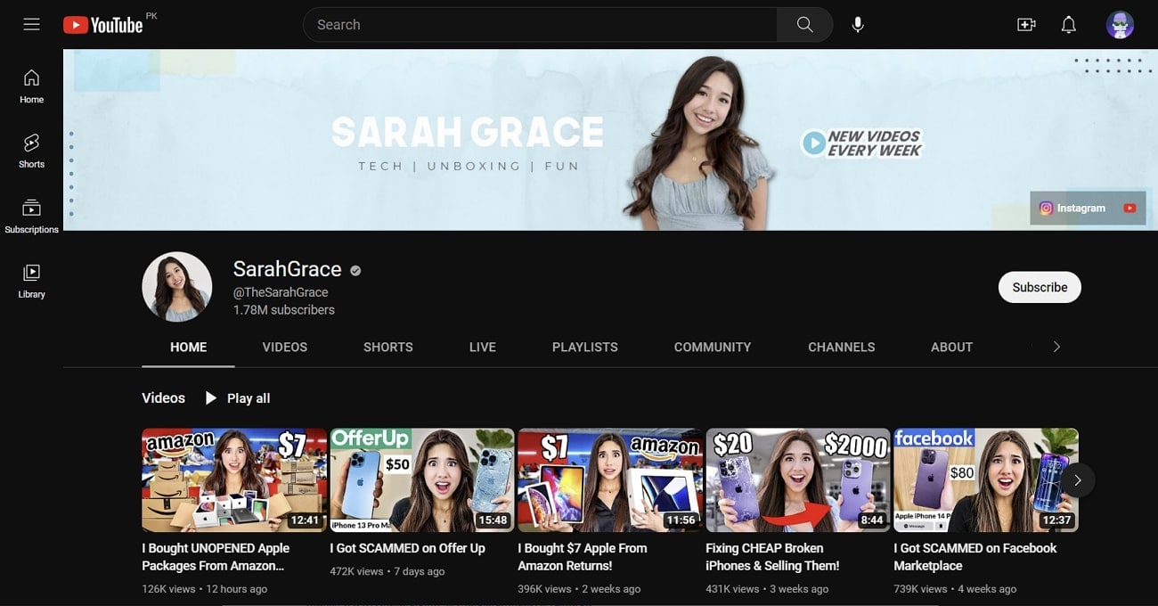 sarah grace youtube channel