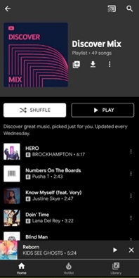 discover mix on youtube music