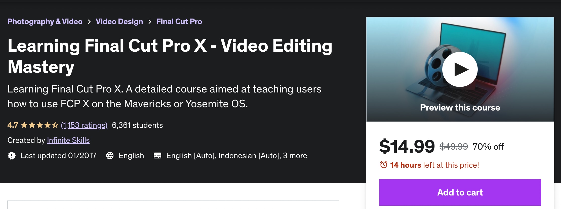 cours final cut pro x sur udemy