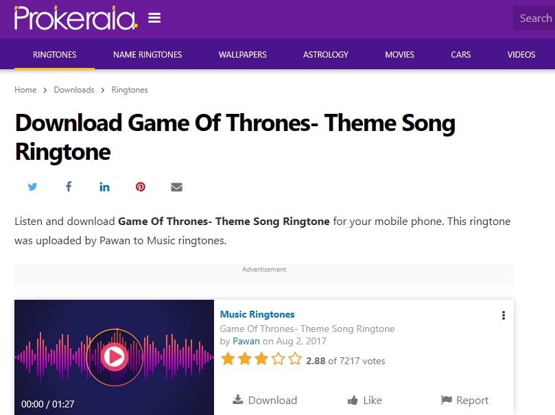 prokerala game of thrones ringtones