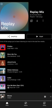 mix replay en youtube music