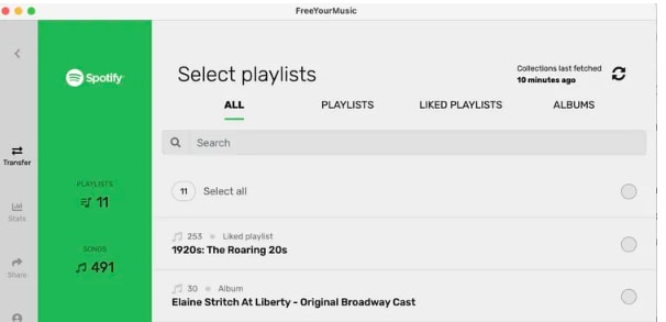 selecting playlist to transfer from spotify to youtube