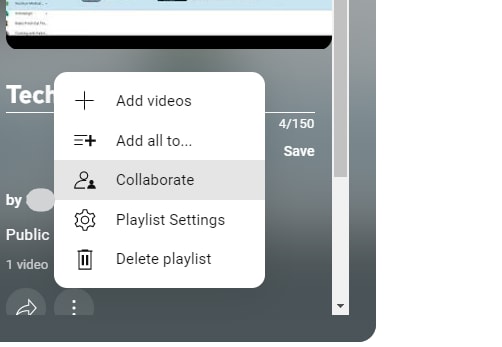 sharing youtube playlist link to collaborate