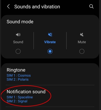 tap notification sound option