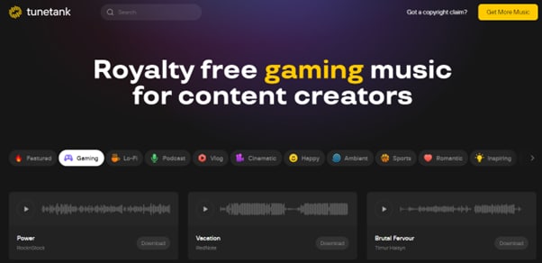 tunetank for royalty free gaming music
