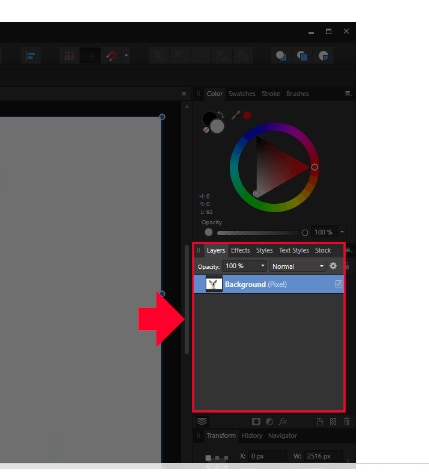 déverrouiller le calque d'image dans affinity designer