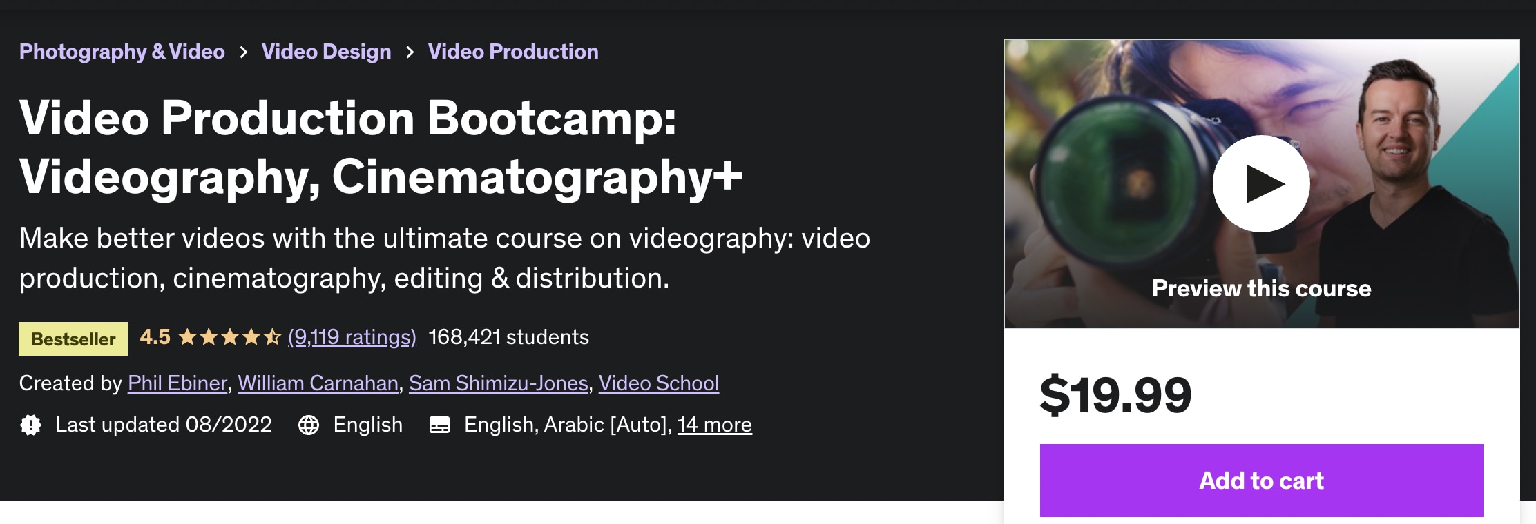 bootcamp de producción de video en udemy