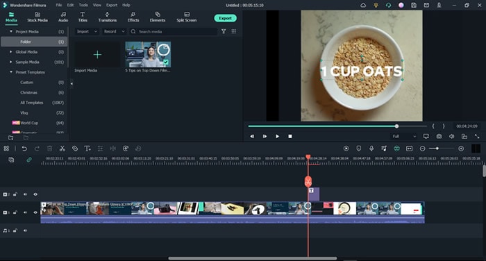 add the text of your ingredients in your video