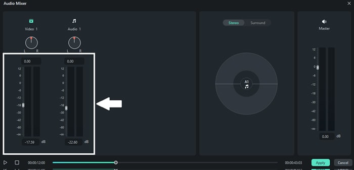 adjust the levels of your audio tracks