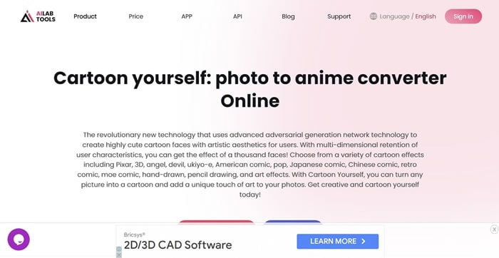 ailab tools online ai photo to anime