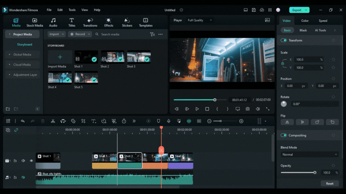 arranging the shots in order