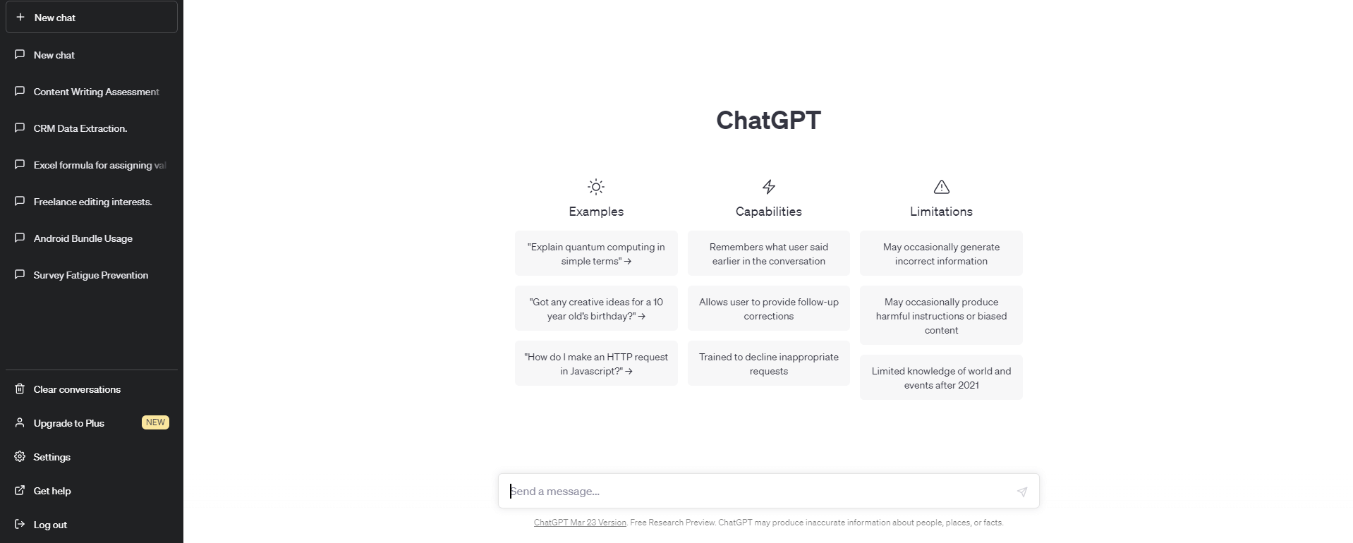 chatgpt user interface