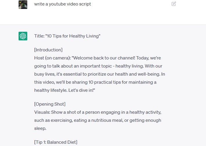 take help in script writing chatgpt result