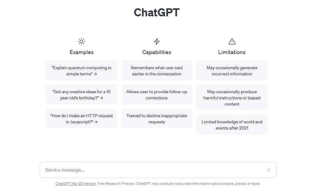  chatgpt user interface