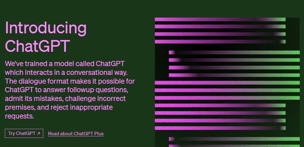 landing page of chatgpt