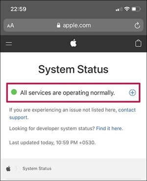 open the system status page
