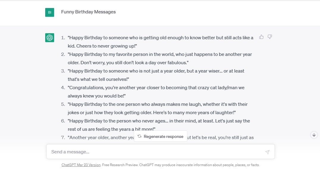 generate funny birthday messages