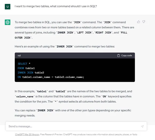 generare query sql.