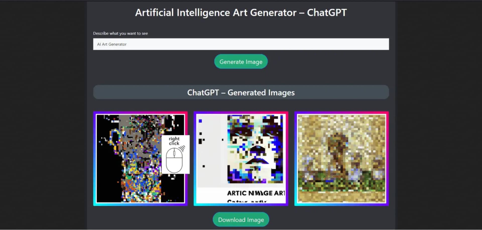 downloading the ai generated image