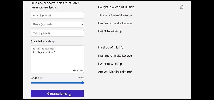 jarvis songwriting ai