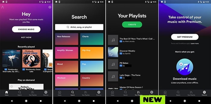 user interface of spotify
