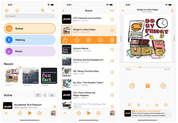 user interface of overcast