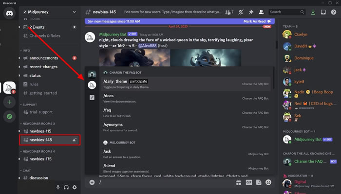 الانضمام إلى قائمة Discord في Midjourney