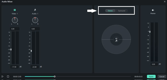 select the mode of your audio tracks