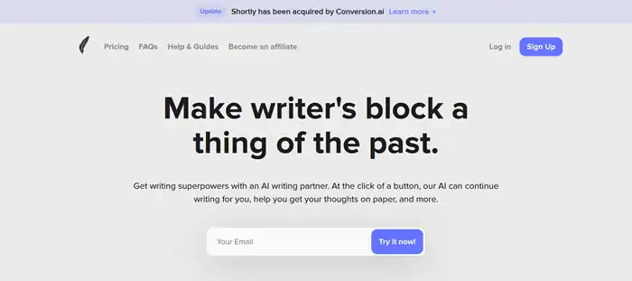 shortly ai writing interface