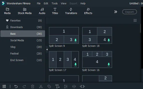 Filmora 上的分割畫面效果