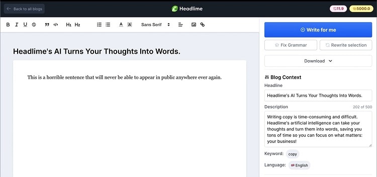 AI blog writing tools-Headlime