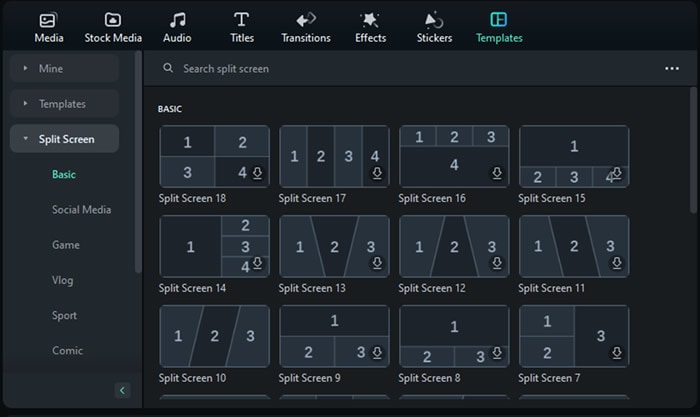 split screen templates