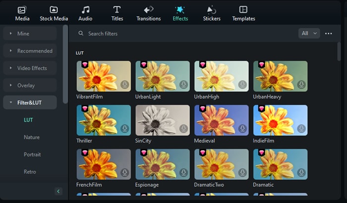 browse different luts