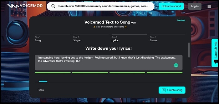 voicemod generatore di testo in canzone