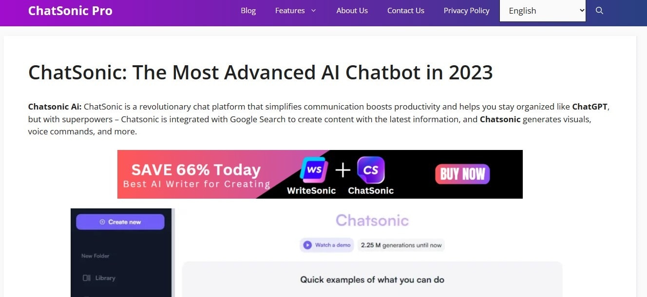 sito web ufficiale di chatsonic