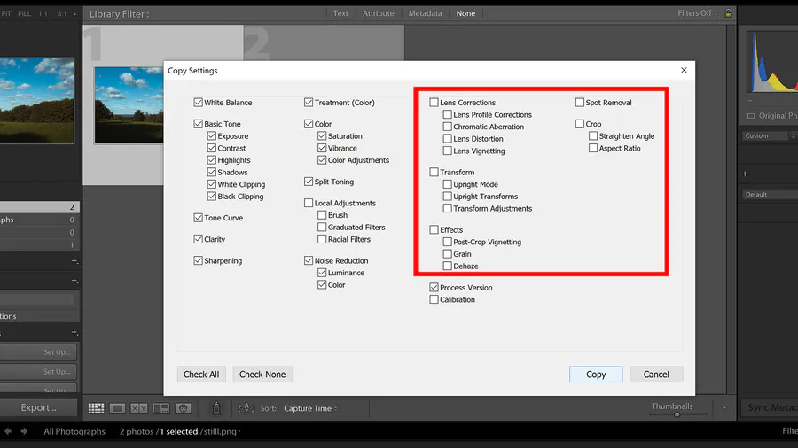  open develop module and copy settings