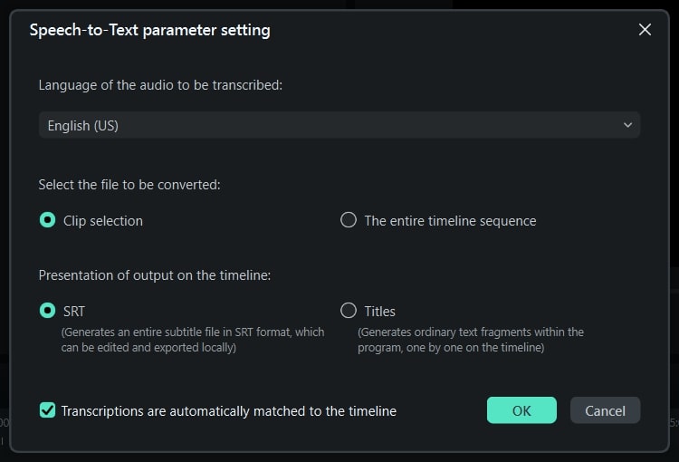 speech-to-text filmora