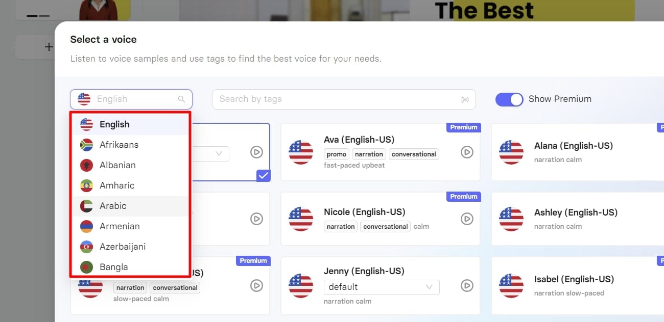 selecciÃ³n de idiomas en elai