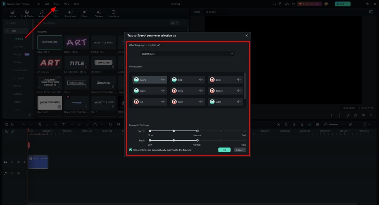 set tts parameters