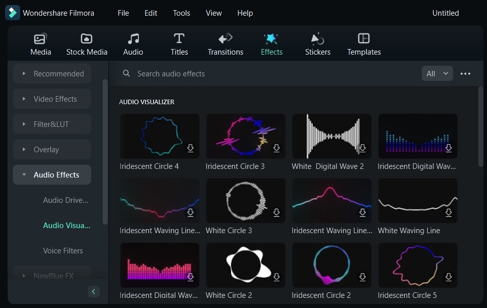 visualizador de audio filmora